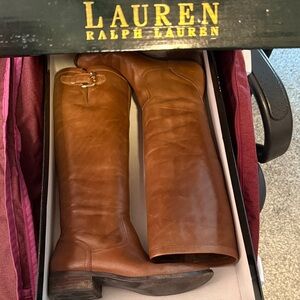 Ralph Lauren Tan Leather Knee-High Boots
